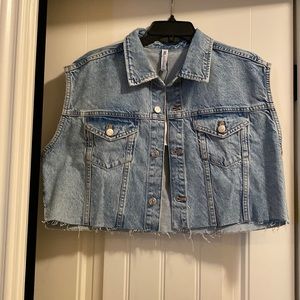 Zara Denim Cropped Vest